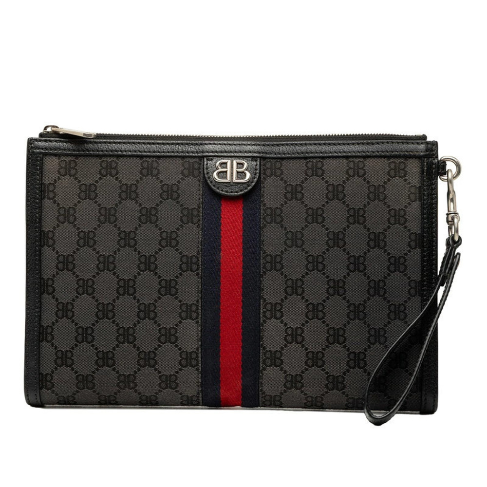 Balenciaga x Gucci The Hacker Project Clutch Bag Black Canvas Leather